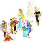Gordon (FF2), Edward (FF4), Gogo (FFVI), Sara (FF3), Edgar (FF6), Elia (FF3), Galuf (FF5)